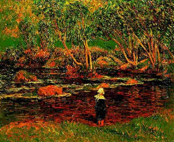 Un Gue, Riviere De Pont-aven Oil Painting by Henry Moret