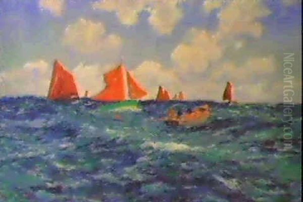 Les Pecheurs Au Large Oil Painting by Henry Moret