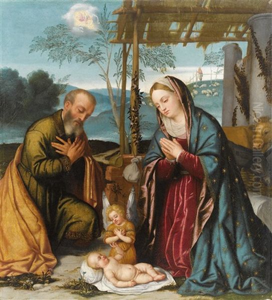 Die Geburt Christi Oil Painting by  Moretto da Brescia