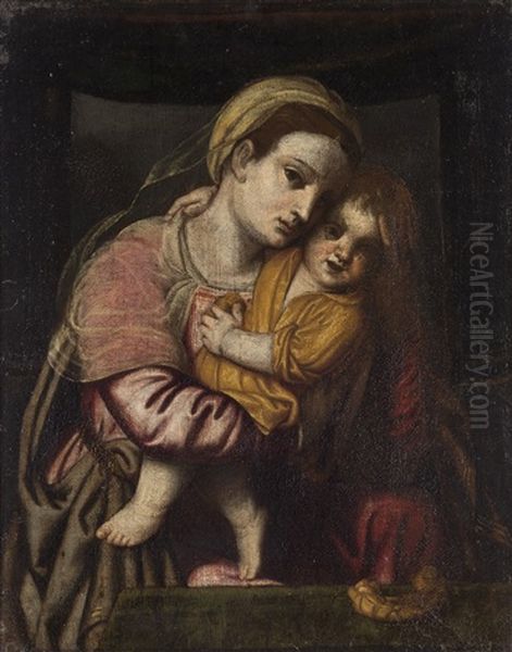 Madonna Col Bambino Oil Painting by  Moretto da Brescia