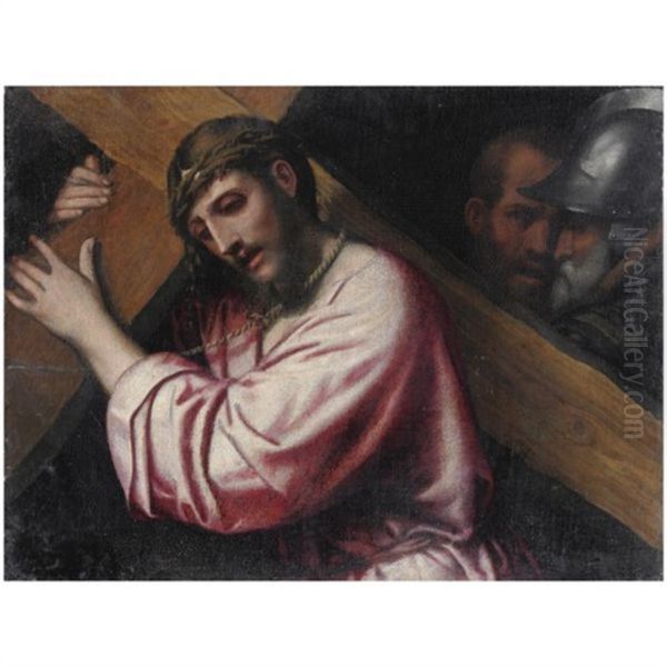 Cristo Portacroce Oil Painting by  Moretto da Brescia