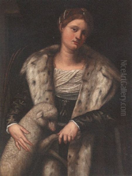 Portrait Of A Lady As Saint Agnes Oil Painting by  Moretto da Brescia