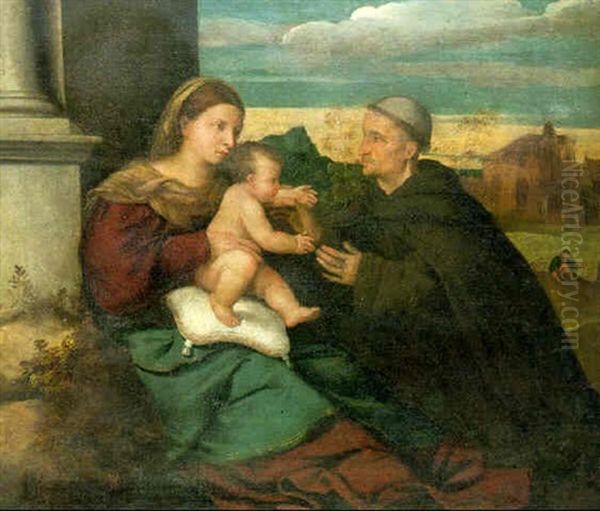 The Madonna And Child With St. Anthony Of Padua Oil Painting by  Moretto da Brescia