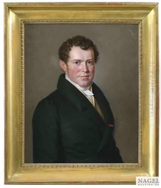 Portrait Des Finanzministers Johann Christoph Herdegen Im Grunen Gehrock (+ Portrait Der Katharine Rosine Herdegen; Pair) Oil Painting by Gottlob Wilhelm Morff