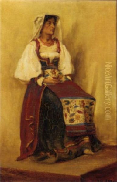 An Italian Lady Oil Painting by Ethel M. Morgan