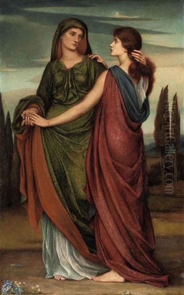 Naomi And Ruth Oil Painting by Evelyn de Morgan