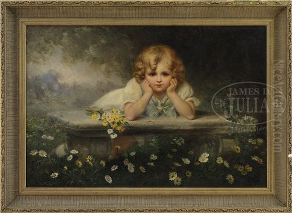 Portrait Of A Young Girl Among Daisies Oil Painting by Frederick Morgan