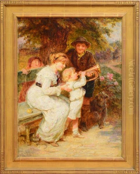 Learning To Play The Trumpet Oil Painting by Frederick Morgan