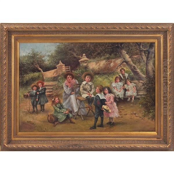 Children Playing Oil Painting by Frederick Morgan