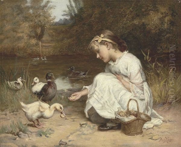 Feeding The Ducks Oil Painting by Frederick Morgan