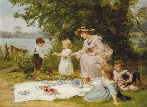 The Cheerful Giver, Or Little Lady Bountiful Oil Painting by Frederick Morgan