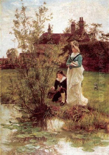 Fishing With Mother Oil Painting by Frederick Morgan