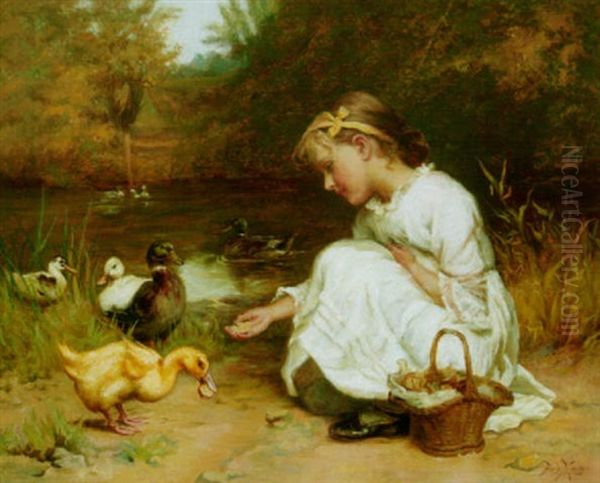 Feeding The Ducks Oil Painting by Frederick Morgan