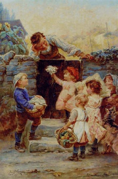 Grandfer's Birthday Oil Painting by Frederick Morgan