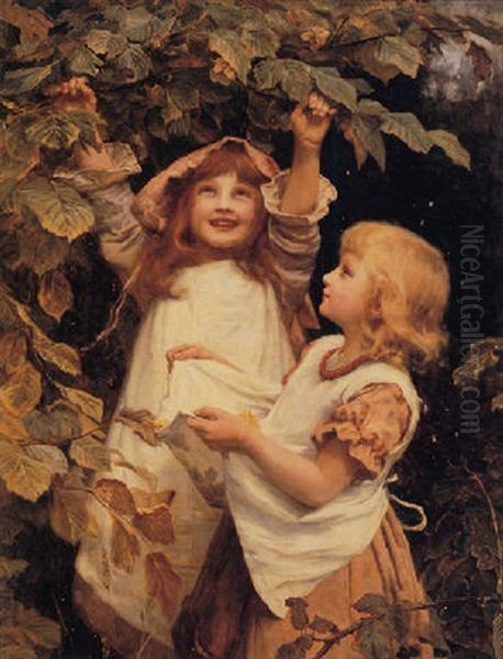 Picking Berries Oil Painting by Frederick Morgan