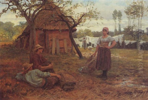 A Rest From The Chores Oil Painting by Frederick Morgan