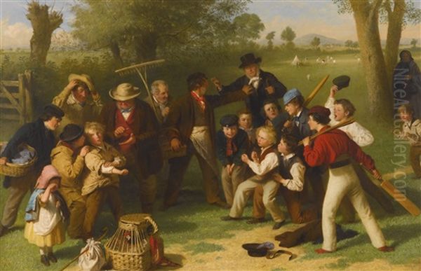 The Fight (the Cricket Match) Oil Painting by John Morgan