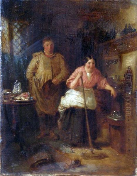 Interior Scene With Figures Oil Painting by John Morgan