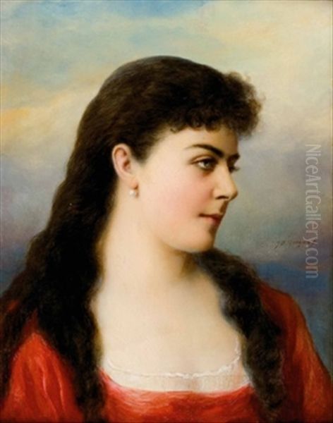 Damenportrait (mary Vetsera?) Oil Painting by Josef Morgan