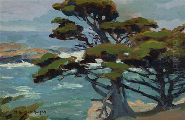 Coastal Cypress Oil Painting by Mary Deneale Morgan