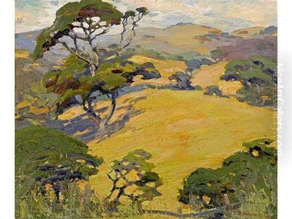 Golden Hillside Oil Painting by Mary Deneale Morgan