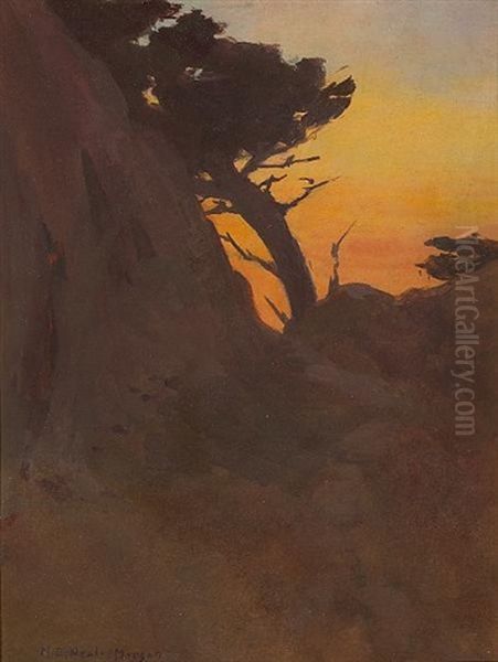 Point Lobos After Glow Sunset Oil Painting by Mary Deneale Morgan