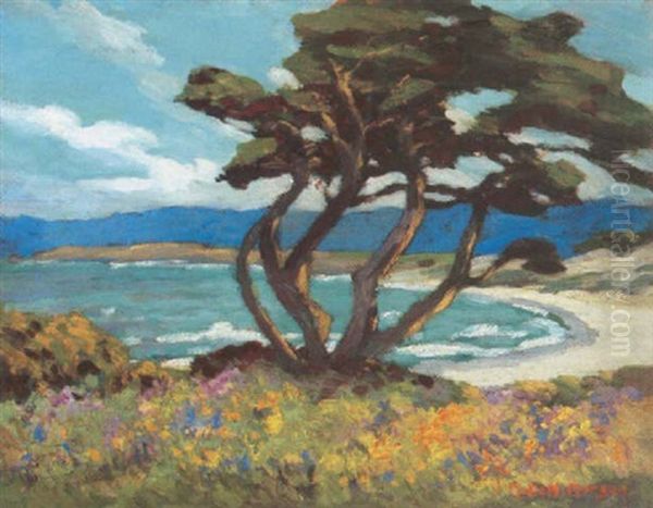 A Coastal Landscape Oil Painting by Mary Deneale Morgan