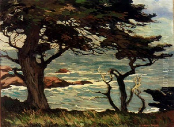 Along Carmel Coast Oil Painting by Mary Deneale Morgan