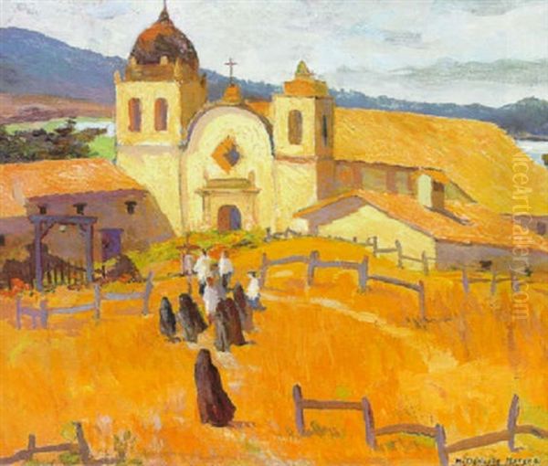 Carmel Mission Oil Painting by Mary Deneale Morgan