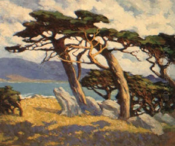 Afternoon On The Drive- Pebble Beach Oil Painting by Mary Deneale Morgan