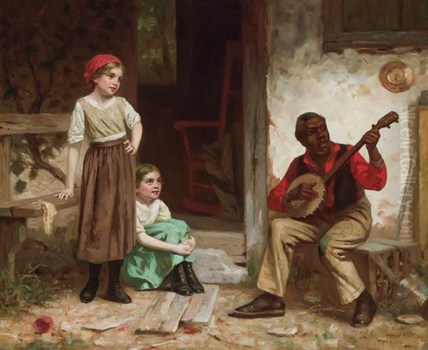 Banjo Player Oil Painting by William Morgan