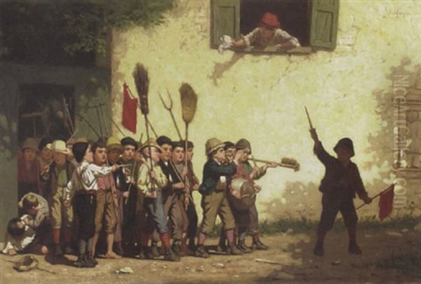 Young Soldiers Oil Painting by William Morgan