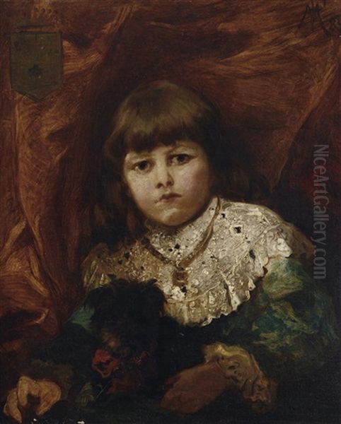 Bambina Nobile Con Cagnolino Oil Painting by Pietro Morgari