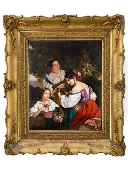 Italienische Kinder Nach Dem Gemalde Von Franz Xaver Winterhalter Von 1833 Oil Painting by Johann Martin Morgenroth