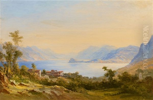 View Of Lake Como Seen From Bellagio Oil Painting by Carl Morgenstern