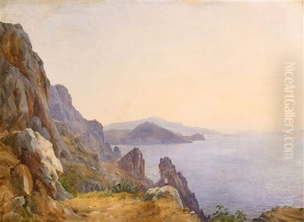 Ansicht Von Capri Mit Dem Arco Naturale Oil Painting by Carl Morgenstern