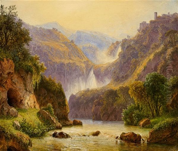 The Waterfalls At Tivoli Oil Painting by Carl Morgenstern