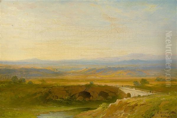 View Over The Italian Plains In Late Summer Oil Painting by Carl Morgenstern