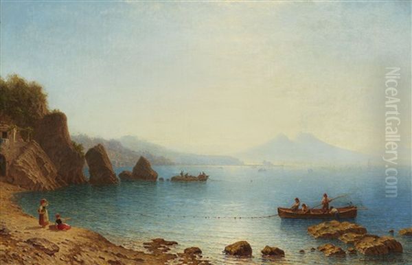 Blick Auf Die Bucht Von Neapel Und Den Vesuv Oil Painting by Carl Morgenstern