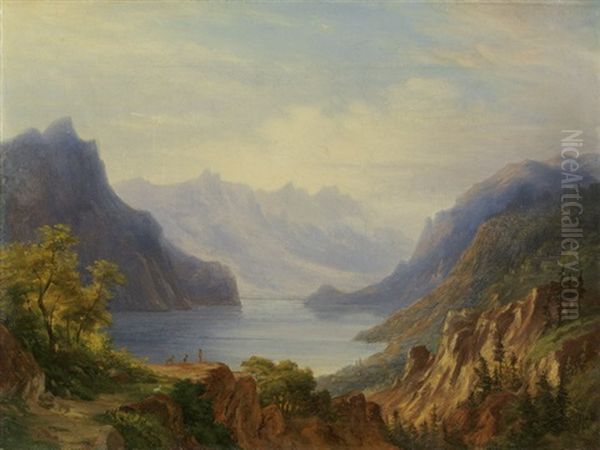 Walensee Oil Painting by Carl Morgenstern