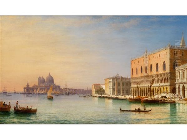 Venedig Mit Blick Auf Den Dogenpalast Und Die Kirche Santa Maria Della Salute Oil Painting by Carl Morgenstern