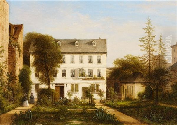 View Of A House In Frankfurt-sachsenhausen Oil Painting by Carl Morgenstern