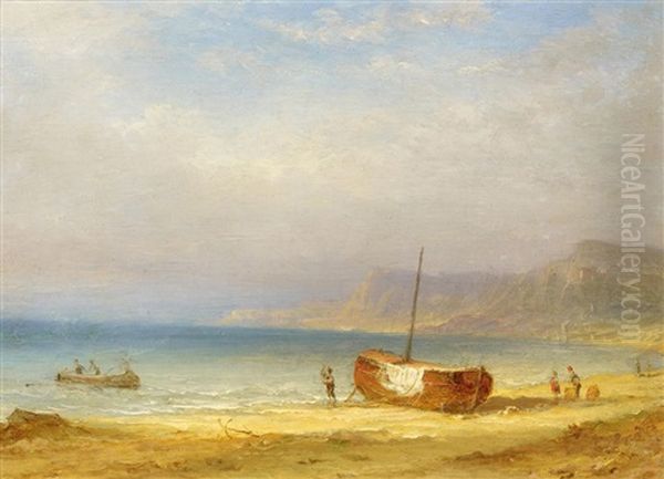 Fischerboote An Der Kuste Auf Capri (?) Oil Painting by Carl Morgenstern