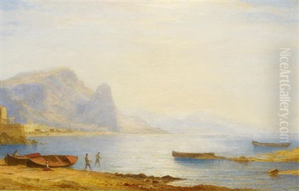 Terracina Mit Dem Fischfelsen Oil Painting by Carl Morgenstern