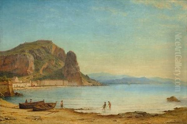 Terracina Mit Dem Fischfelsen Oil Painting by Carl Morgenstern