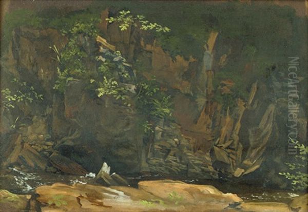 Kleines Bachbett In Einer Felsenschlucht Oil Painting by Carl Morgenstern