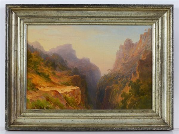 Landschaft Im Apennin Mit Blick Auf Eine Schlucht by Carl Morgenstern