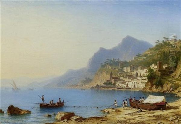 Bucht Von Amalfi Oil Painting by Carl Morgenstern