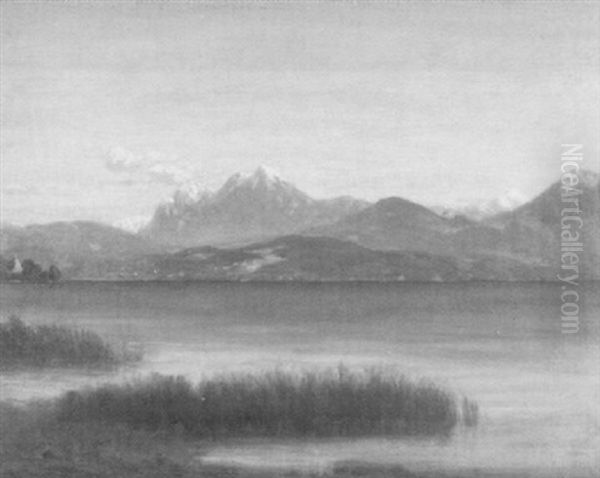 Voralpensee Mit Schneebedeckter Bergkulisse Oil Painting by Carl Morgenstern