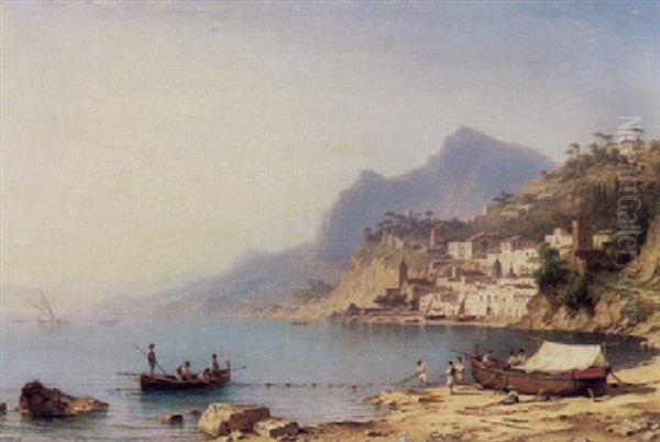 Amalfi Am Golf Von Salerno Oil Painting by Carl Morgenstern